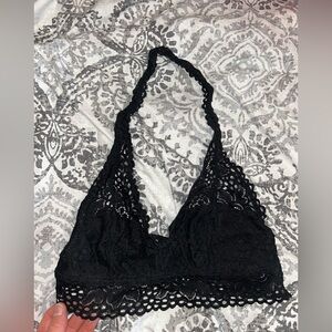 Aerie Black Lace Halter Bralette